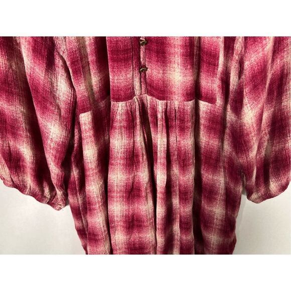 Anthropologie Maeve Women's Cavalon Pink Plaid Popover Tunic 100% Rayon … - Picture 6 of 8